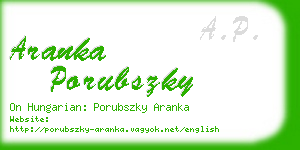 aranka porubszky business card